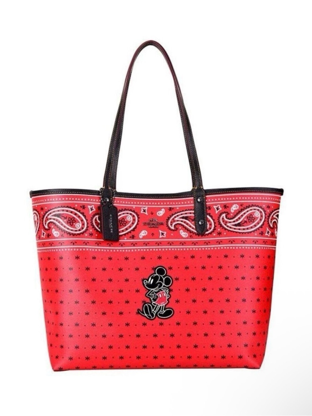 Coach x Disney Mickey Mouse bandana paisley print reversible tote bag with hangt